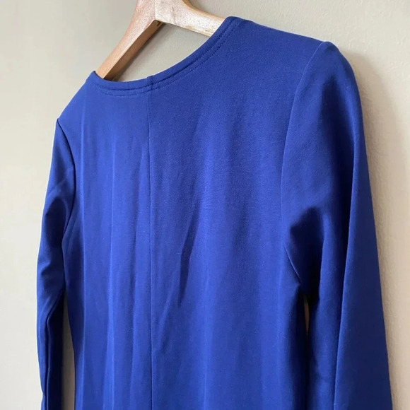 Persifor Women's XS 3/4 Sleeve Solid Tyler V-Neck Sheath Shift Knit Dress Blue - Picture 15 of 16